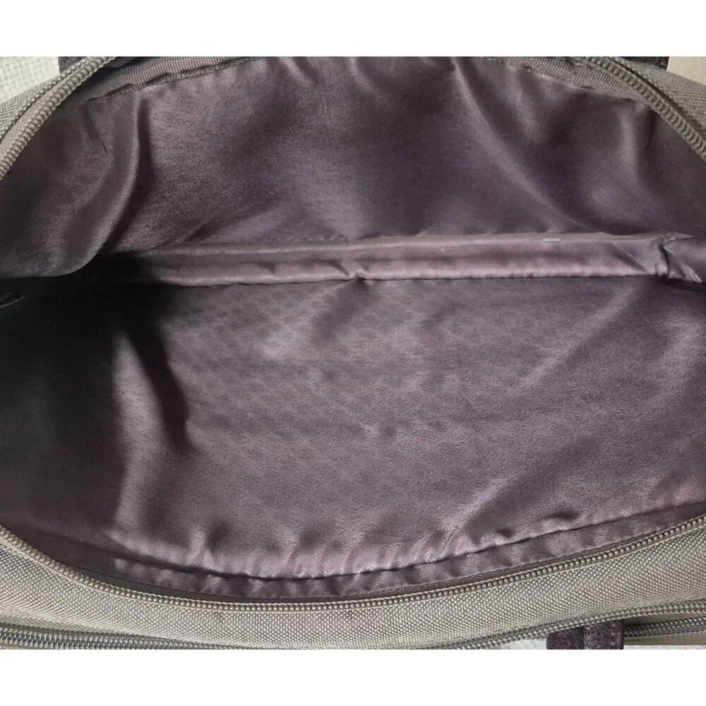 SOLO Green Canvas Brown Briefcase Laptop Case Messenger Bag Multi-Pocket